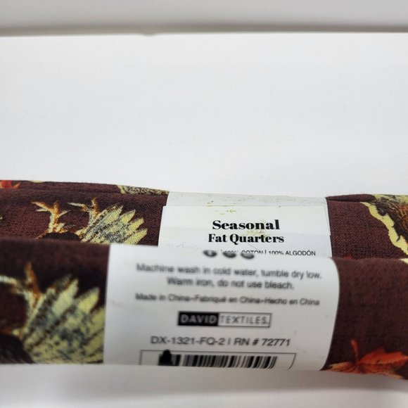 Lot of 2 Thanksgiving Fall Fat Quarter 18" x 21" 100% Cotton - Turkey Pumpkin Le - Picture 7 of 7